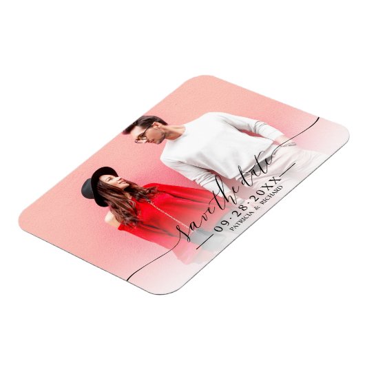 Magnet Flexible Simple Chic Script Wedding Enregistrer La Date Pho (Côté Gauche)