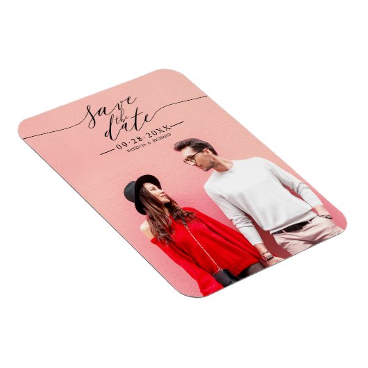 Magnet Flexible Simple Chic Script Wedding Enregistrer La Date Pho (Côté Droit)
