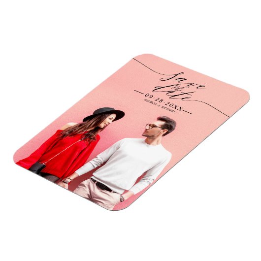 Magnet Flexible Simple Chic Script Wedding Enregistrer La Date Pho (Côté Gauche)
