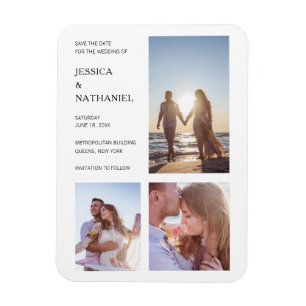 Magnet Flexible Simple Collage De Photos Mariage Moderne Blanc