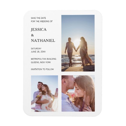 Magnet Flexible Simple Collage De Photos Mariage Moderne Blanc (Vertical)