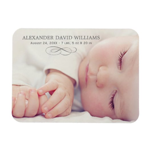 Magnet Flexible Simple Elegance Baby Photo Faire-part de naissance (Horizontal)