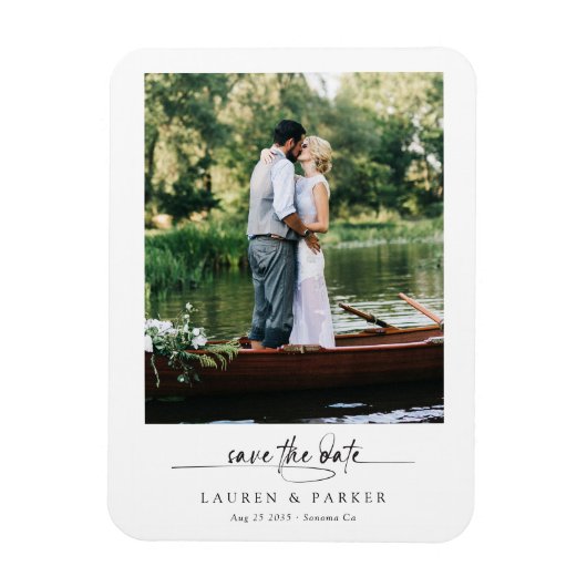 Magnet Flexible Simple Élégant Script de Save the Date de Mariage (Vertical)