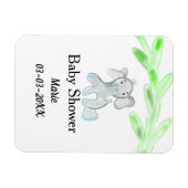 Magnet Flexible Simple éléphant bébé gris bleu ajouter le nom (Horizontal)