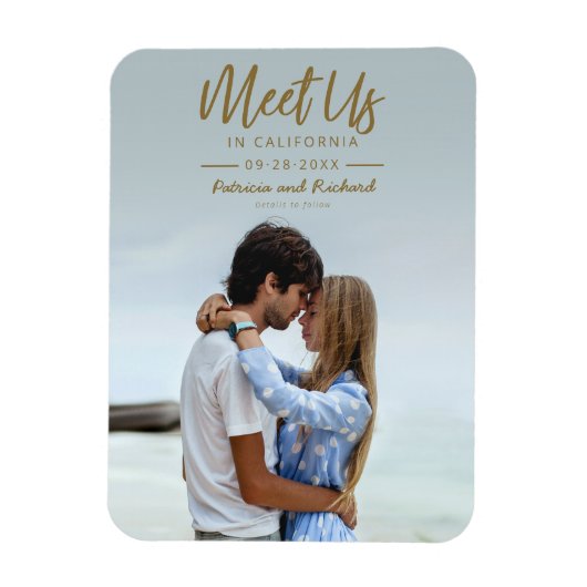 Magnet Flexible Simple Gold Script Retrouvez-Nous Dans Enregistrer (Vertical)