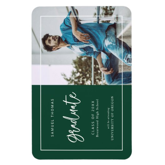 Magnet Flexible Simple Handwritten Script Graduation Announcement (Vertical)