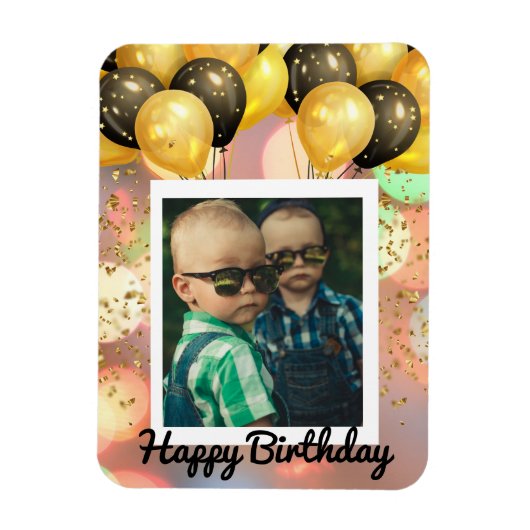 Magnet Flexible Simple Joyeux Anniversaire Ajouter un texte photo  (Vertical)