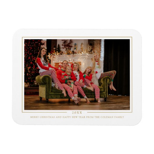 Magnet Flexible Simple Joyeux Noël Monogramme Famille de photos (Horizontal)