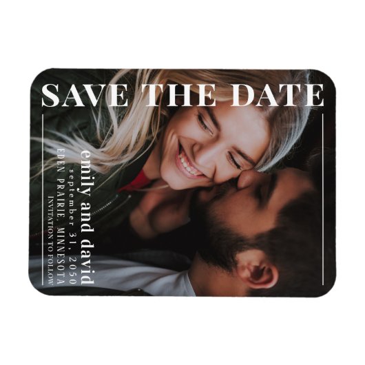 Magnet Flexible Simple Mariage Moderne Photo Enregistrer la Date (Horizontal)