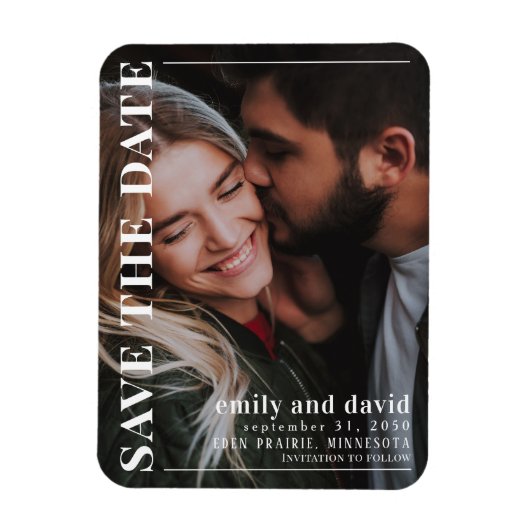 Magnet Flexible Simple Mariage Moderne Photo Enregistrer la Date (Vertical)