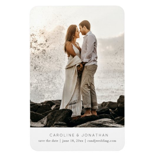 Magnet Flexible Simple Minimal Save the Date, One Large Photo (Vertical)
