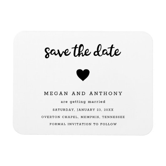 Magnet Flexible Simple moderne mignon mariage coeur Enregistrer la (Horizontal)