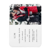 Magnet Flexible Simple Monogramme Photo Blanc Faire Part Date (Vertical)