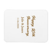 Magnet Flexible simple nom de date de 20e anniversaire marron doré (Horizontal)
