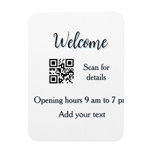 Magnet Flexible Simple ouverture de bienvenue code-barres QR ajout (Vertical)