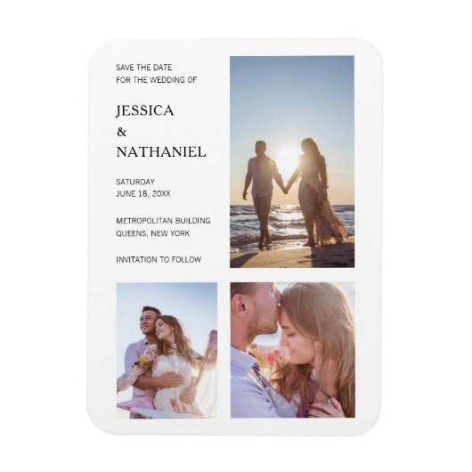 Magnet Flexible Simple photo blanche Collage Mariage moderne (Vertical)
