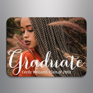 Magnet Flexible Simple Rustic Graduate Script Photo Graduation