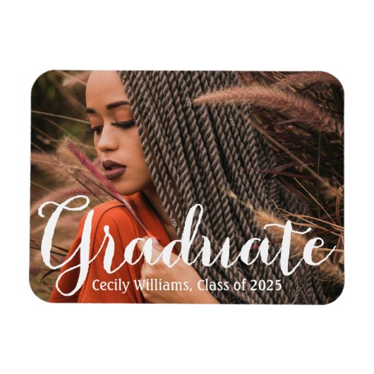 Magnet Flexible Simple Rustic Graduate Script Photo Graduation (Horizontal)
