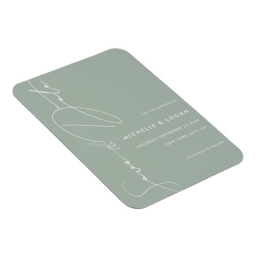 Magnet Flexible Simple Sage Vert Moderne Script manuscrit (Côté Droit)