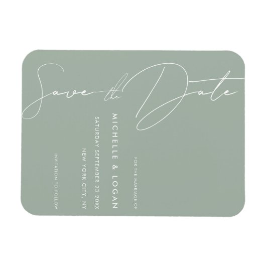 Magnet Flexible Simple Sage Vert Moderne Script manuscrit (Horizontal)