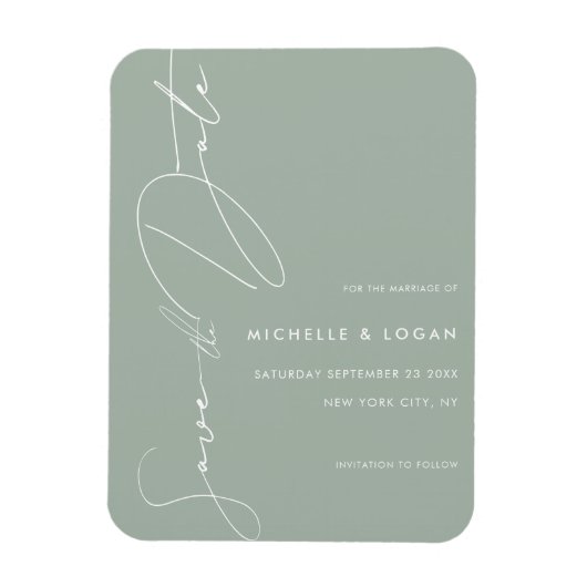 Magnet Flexible Simple Sage Vert Moderne Script manuscrit (Vertical)