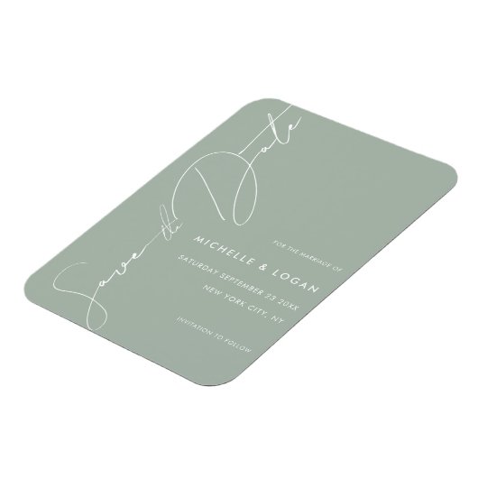 Magnet Flexible Simple Sage Vert Moderne Script manuscrit (Côté Gauche)