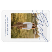 Magnet Flexible Simple Script Blue Photo Graduation Announcement (Horizontal)