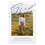 Magnet Flexible Simple Script Blue Photo Graduation Announcement (Vertical)