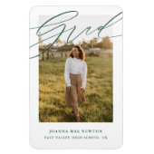 Magnet Flexible Simple Script Green Photo Graduation Announcement (Vertical)
