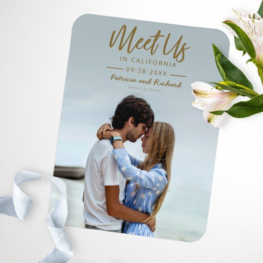 Magnet Flexible Simple Script Or Gold Meet Us In Save The Date Pho