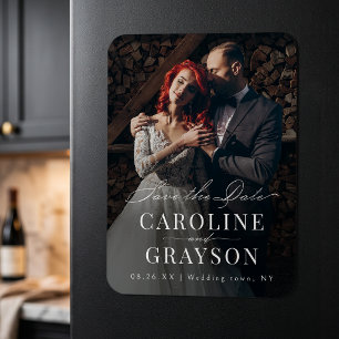 Magnet Flexible Simple Script Typographique Élégant Photo Mariage