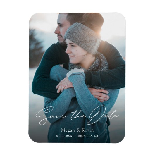 Magnet Flexible Simple stylish Script Photo Wedding Enregistrer la (Vertical)