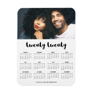 Magnet Flexible Simple Tendance Typographie 2020 Calendrier photo