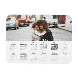 Magnet Flexible Simple Typographie tendance 2024 Calendrier photo