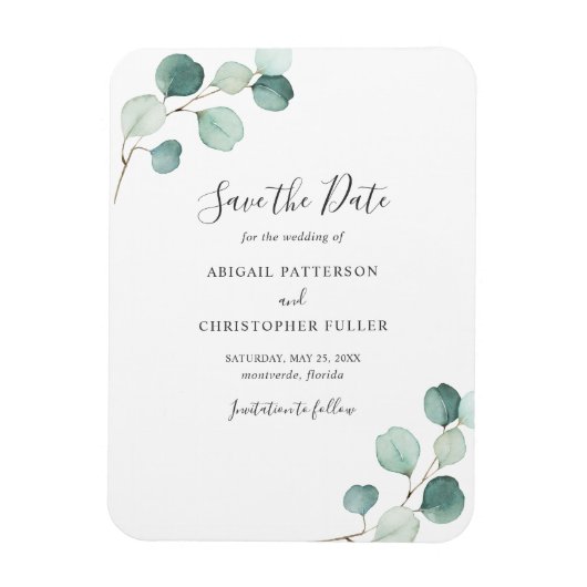 Magnet Flexible Simple verdure Eucalyptus Mariage Enregistrer la d (Vertical)
