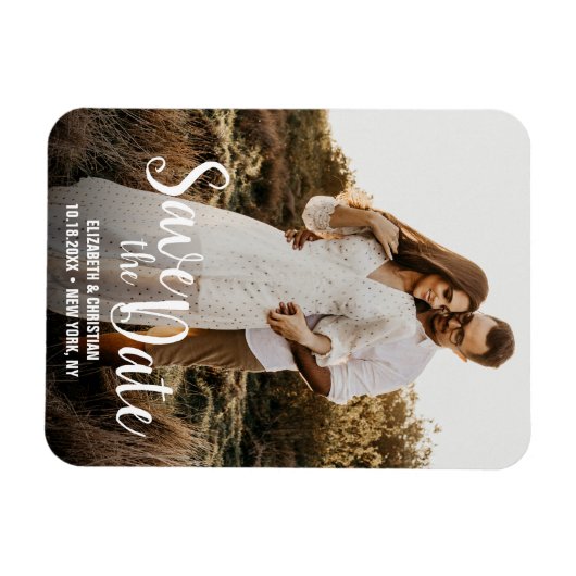 Magnet Flexible Simple White Script Engagement (Horizontal)