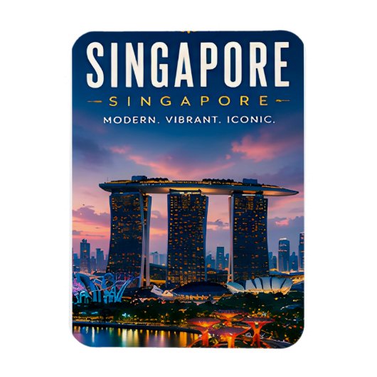 Magnet Flexible 🌆 Singapour Skyline Moderne Décoration de Maison  (Vertical)