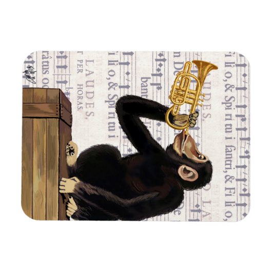 Magnet Flexible Singe Jouant à la trompette (Horizontal)