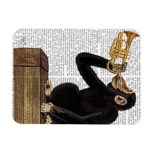 Magnet Flexible Singe Jouant à la trompette 2 (Horizontal)