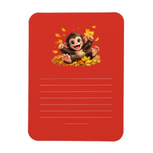Magnet Flexible Singe souriant aux grands yeux, tropical et joueur