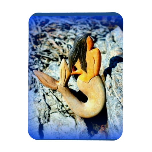 Magnet Flexible sirène à poil noir bleu (Vertical)