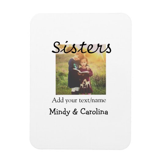 Magnet Flexible Sisters besties BFF ajouter nom de la photo nom fa (Vertical)