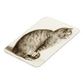 Magnet Flexible Sitting cat black and white pencil drawing (Côté Gauche)