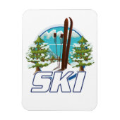Magnet Flexible Ski, logo d'affiche de ski. (Vertical)
