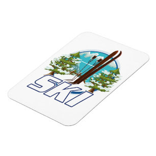 Magnet Flexible Ski, logo d'affiche de ski.