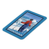 Magnet Flexible Skier AdmiringMontanaVintage Affiche de voyage (Côté Gauche)