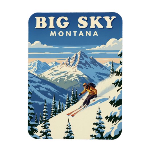 Magnet Flexible Skier dans Big Sky Montana Travel (Vertical)