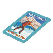 Magnet Flexible Skier transportant ski de neige - Mount Baker, WA (Côté Gauche)