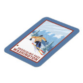 Magnet Flexible Skieur de neige - Snoqualmie Pass, WA (Côté Gauche)