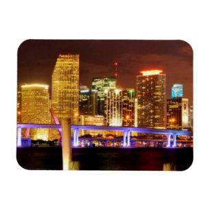 Magnet Flexible Skyline de Miami la nuit, Floride